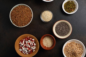 Raw seeds food in bowl