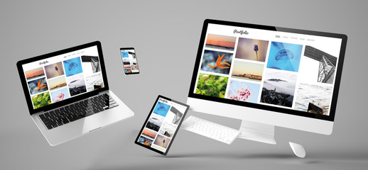 flying devices portfolio responsive website - obrazy, fototapety, plakaty