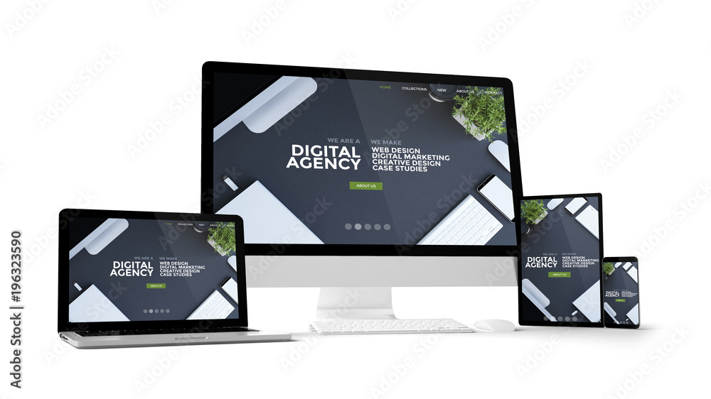 Canvas Prints computer gadgets with digital agency website on screen