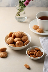  Tea, cookies and nuts on table