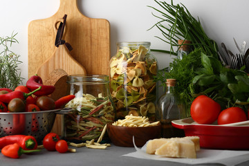 Vegetables and pasta set
