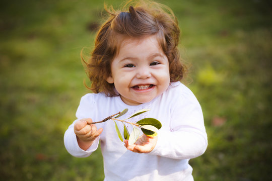 Portrait of baby girl in park