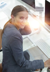 woman money Manager sitting on his workplace