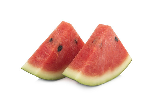 Sliced ripe watermelon isolated on white background cutout