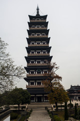 Xiling Pagoda in Daming Temple, Yangzhou. .The pagoda was built early in AD 601, nine story tower, the tower houses Buddha bone,destroyed in AD 843, rebuild in 1993