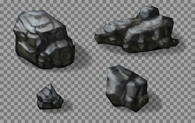 Rock stones collection. Vector 3d realistic illustration.