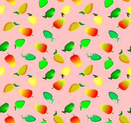 seamless pattern with colorful of mango on background.