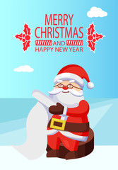 Merry Xmas and Happy New Year Postcard Santa Claus