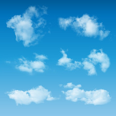 Transparent Realistic Clouds On Blue Sky Background