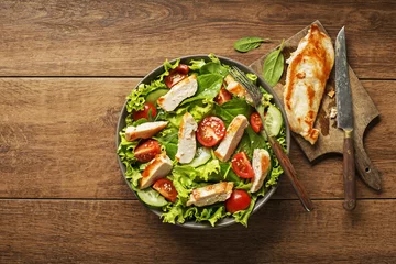 Deurstickers Salad with chicken © Dušan Zidar