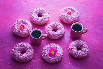 delicious pink donuts