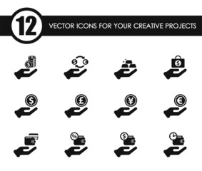 hand and money vector icons for your creative ideas