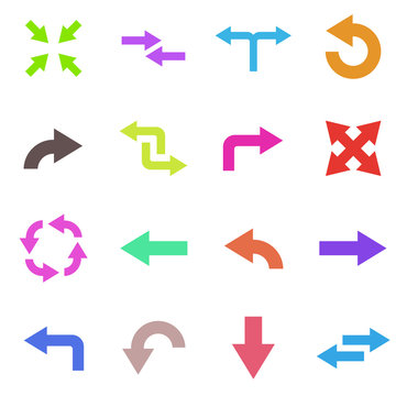 Colored arrows. Set of flat icons