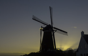 Windmill with sunlight