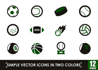 sport balls simple vector icons in two colors