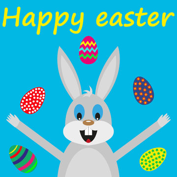Easter bunny card with eggs