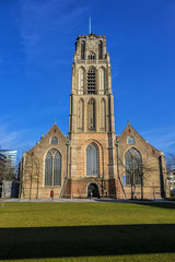 St. Lawrence Church (Grote of Sint-Laurenskerk, 1449 - 1525) - Protestant church in the town centre of Rotterdam. It is the only remnant of the medieval city of Rotterdam. The Netherland.