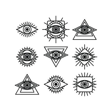 one eye sign symbol logo logotype collection