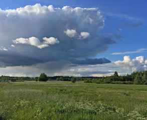 Contrasty clouds on summer fields in Southern Finland