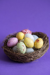 Easter eggs in a nest