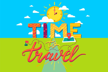 Fototapeta premium Time To Travel Lettering