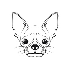 Sad face of dog. Isolated on white background. Can be used for coloring books.