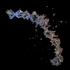 Water splash with water droplets isolated. 3D illustration