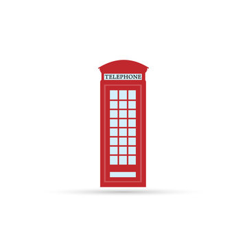 Red telephone box - London. isolated vector illustration