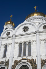 Christ Redeemer cathedral in Moscow. Popular landmark. Color photo.