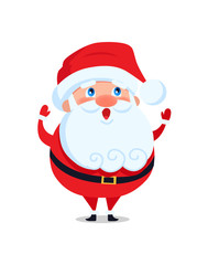 Santa Claus with Long Beard Greets Everyone Vector