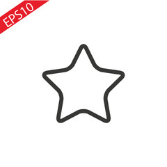 Star icon in flat design. Gray star icon on white background. Vector illustration.