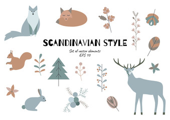 Collection of Scandinavian design elements.