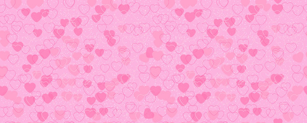 The pattern of red and pink hearts. Horizontally and vertically seamless background. Isolated.