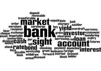 Business english Banking theme. Tag cloud background