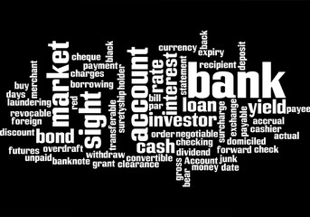 Business english Banking theme. Tag cloud background