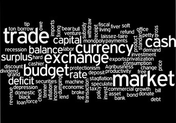 Business english Economic theme. Tag cloud background