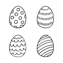 Hand drawn Easter eggs set in line style
