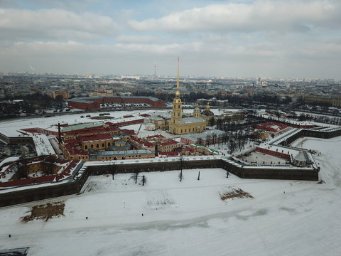 Aerial view of the Peter and Paul Fortress, Saint Petersburg, Russia
