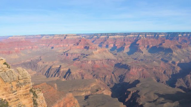 Pan Shot Right To Left Of Grand Canyon National Park On Colorado River Arizona