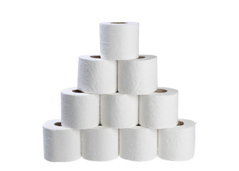 Stack of toilet papers isolated on white background.   