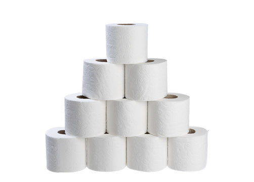 Premium Photo  Long and large tissue paper rolls in stack are isolated on  white background with clipping path