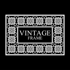 Obraz premium Vintage white border frame with retro ornamental pattern. Template for design. Vector illustration