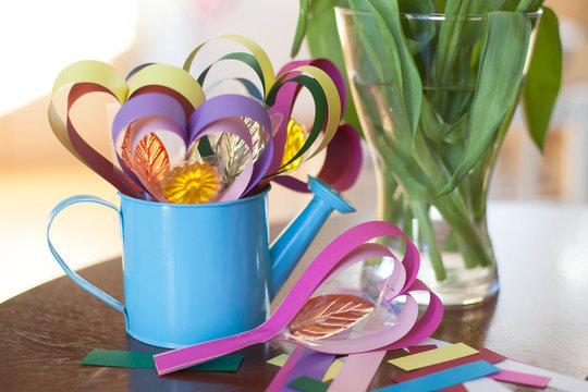 colorful heart lollipops, DIY gift made of paper,