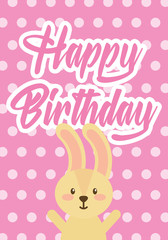 Obraz na płótnie Canvas cute bunny happy birthday greeting card dots background vector illustration