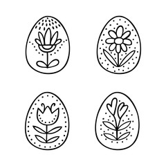Hand drawn Easter eggs set in line style