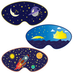 A set of masks for sleeping. Night space adventure