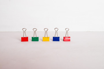office supply clamp. paper clamp, colorful paperclip
