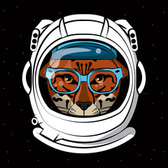 Cool leopard on astronaut helmet vector clothing design vector illustration graphic design