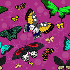 Seamless pattern with butterflies. Vector illustration.