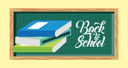 back to school words on chalkboard books banner vector illustration